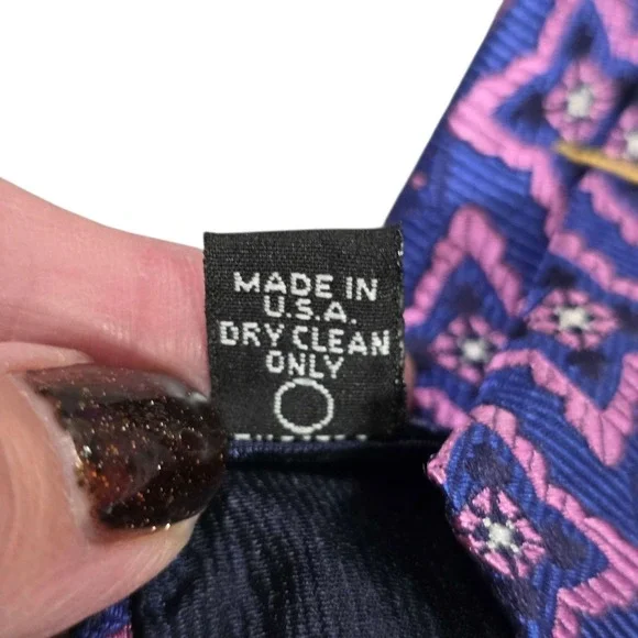 HOLLAND‎ & SHERRY Silk Geometric Pattern Necktie Blue Pink Luxury Formal Men's